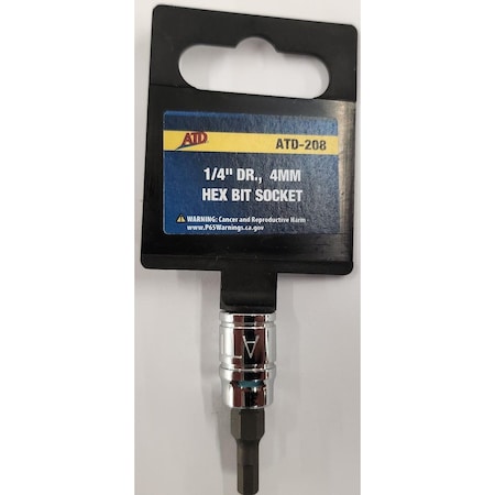 Atd Tools ATD 1/4-Inch Drive 4mm Hex Bit Socket 208